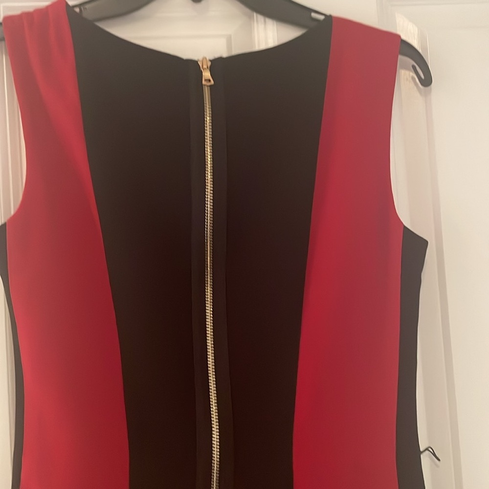 Cache Red And Black Sheath Color Block Dress Size… - image 7